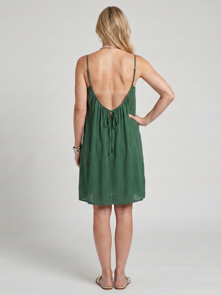 Lysara | Spaghetti Strap Open Back Knee Length Dress