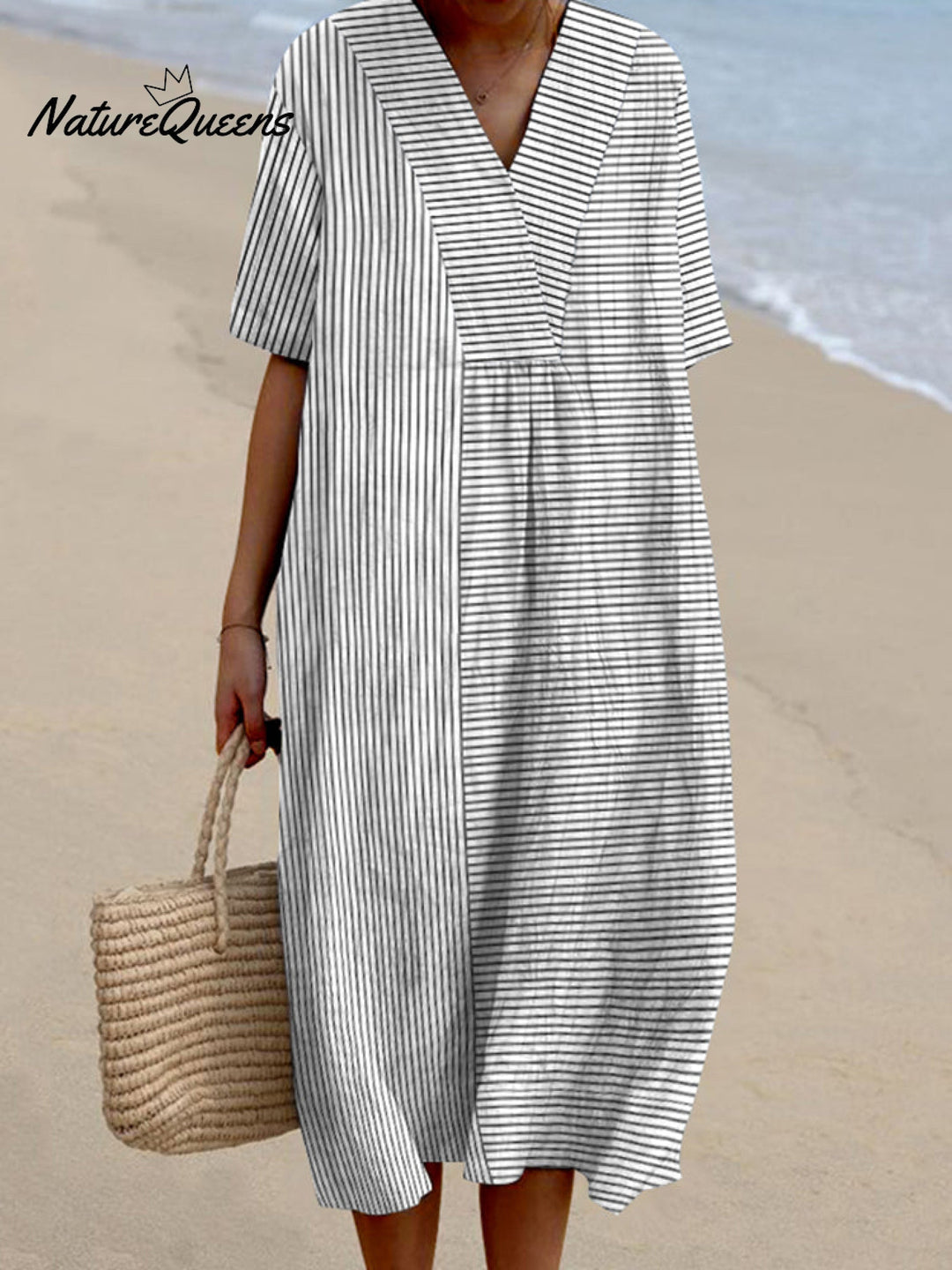 Isa - Vintage Striped Dress Beach