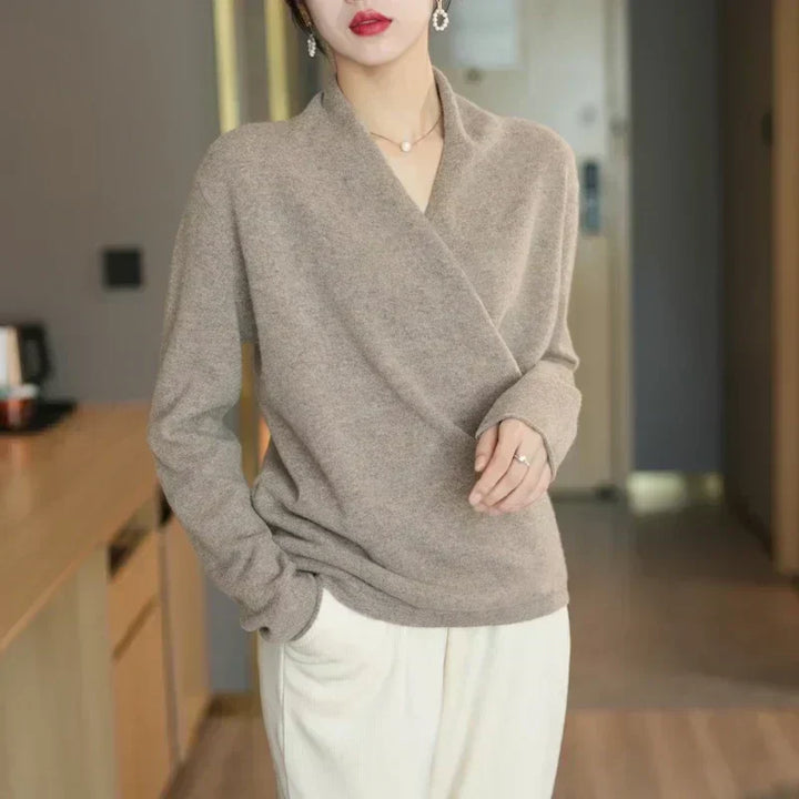 Natalie | Women’s Winter Wrap V Neck Knit Sweater