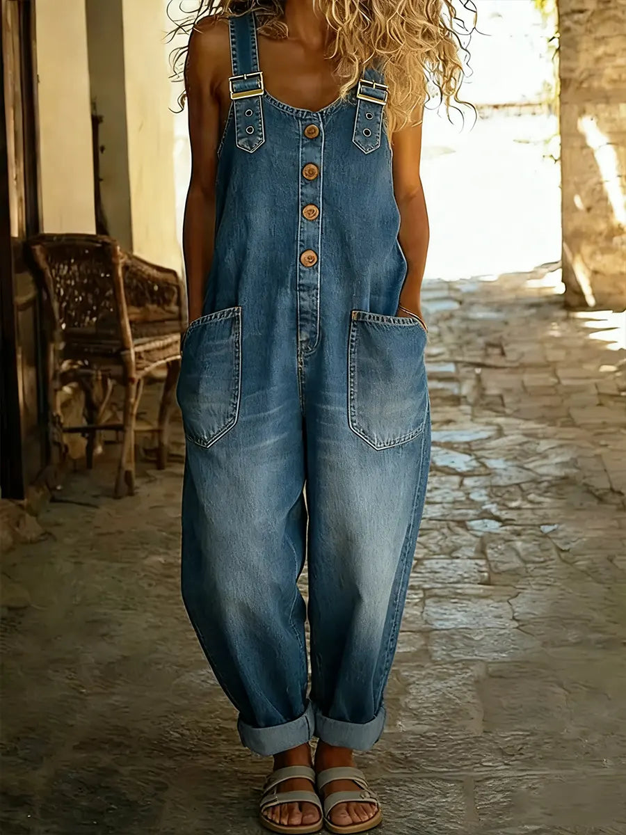 Lenna – Vintage Cotton Denim Jumpsuit